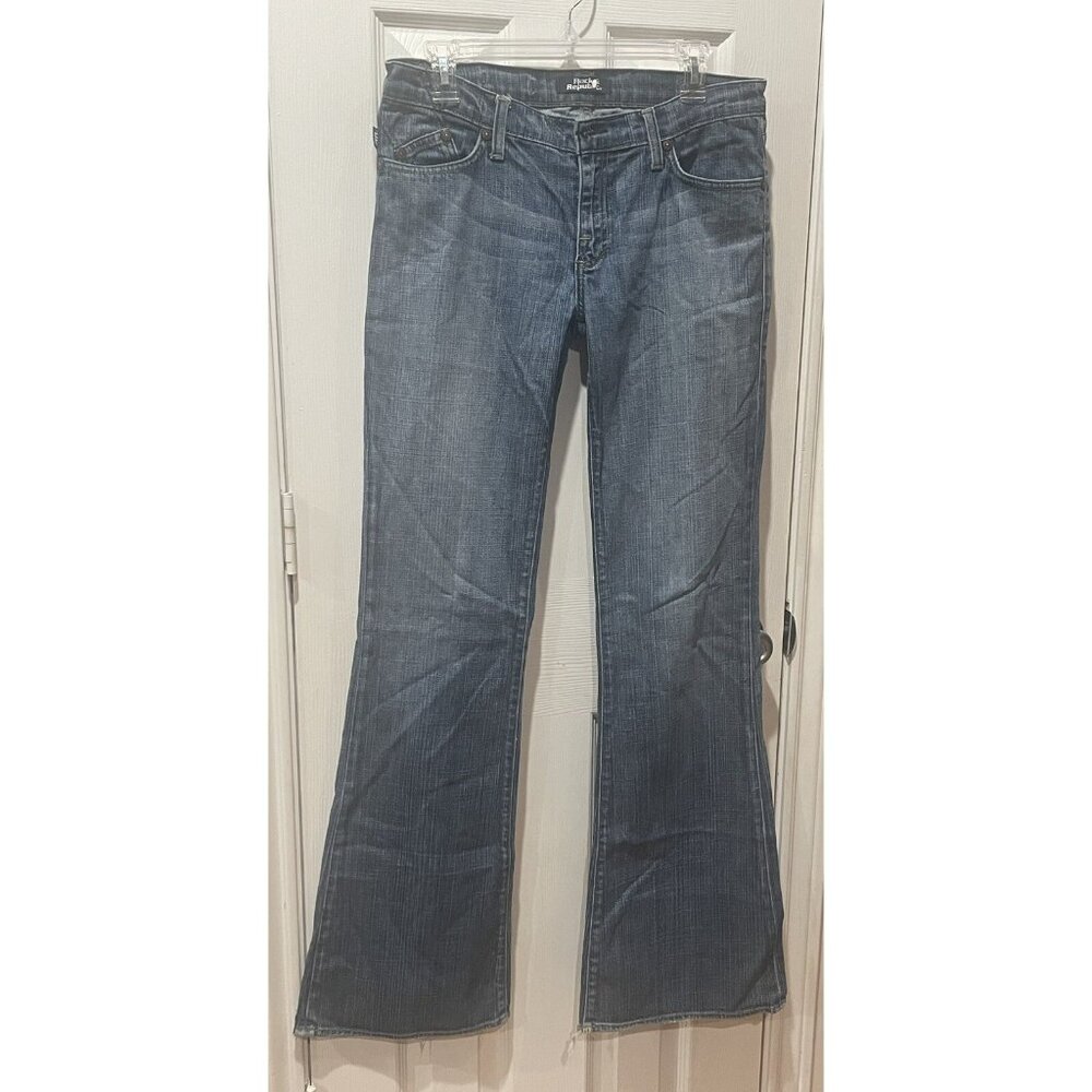 Rock And Republic Flared Legs Blue Color Womens Size 30 Denim Jeans Made In USA